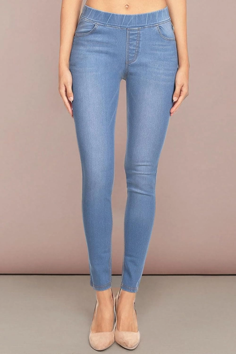 Women's Skinny Jeans Elastic Waist Pull On Jeggings Denim Pants with Pockets Regular - Plus Size