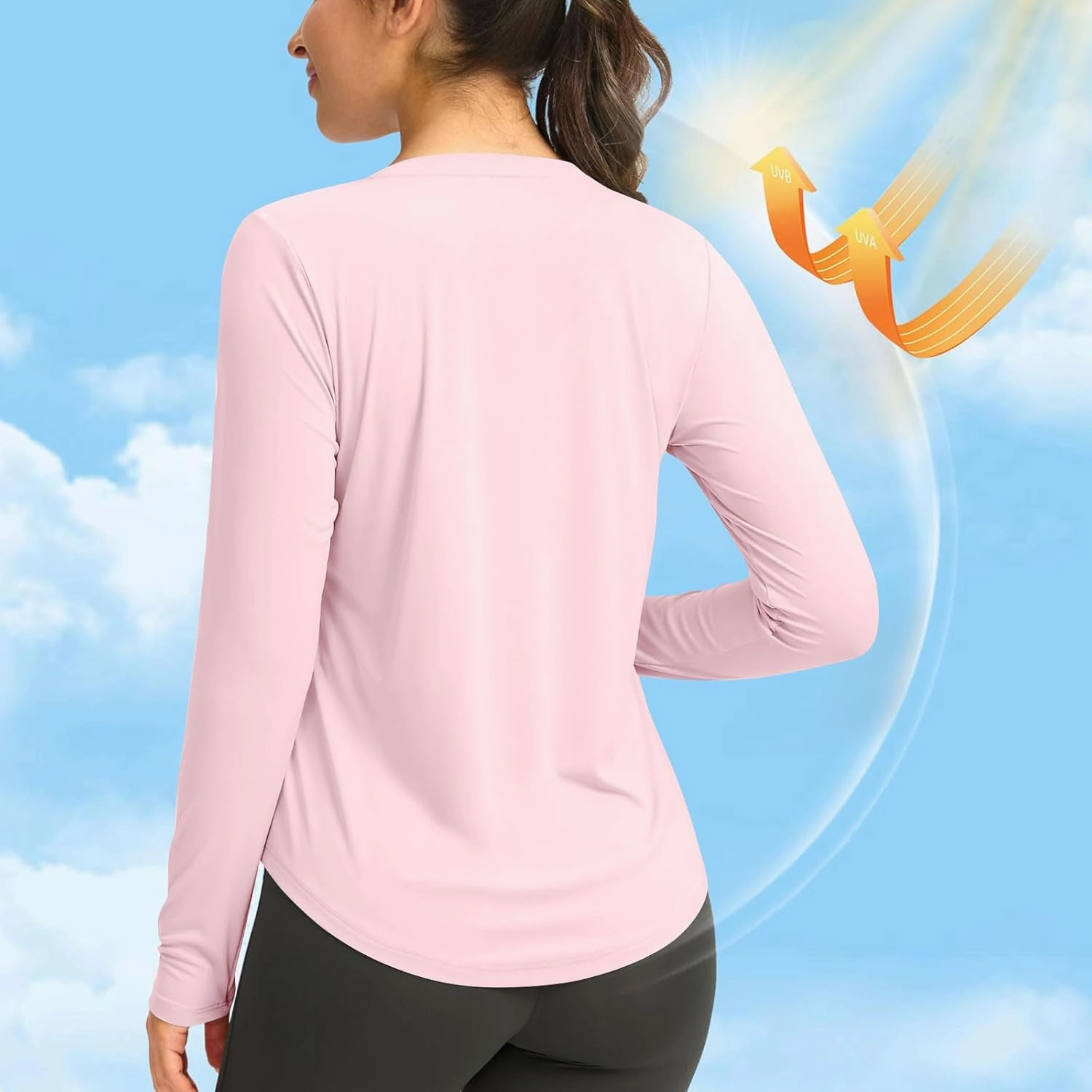 Women's Sun Shirts UPF 50  UV Protection Rash Guard Long Sleeve Swim Shirt Quick Dry Lightweight Workout Tops