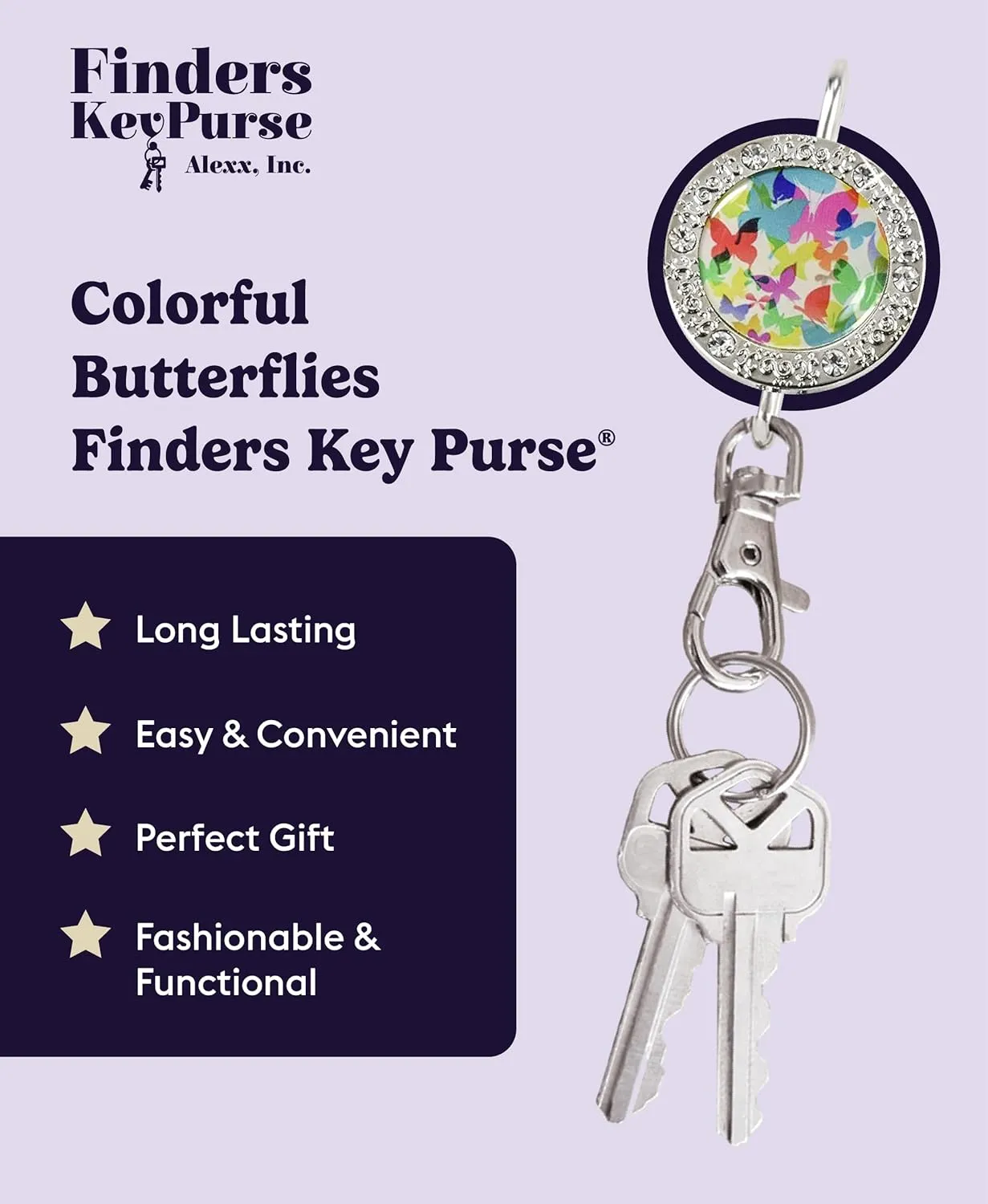 Women’s Bag Charm Key Finder, Car Keychain Hook, Cute Purse Organizer & Tote Bag Accessories, Gifts for Mom - Bling