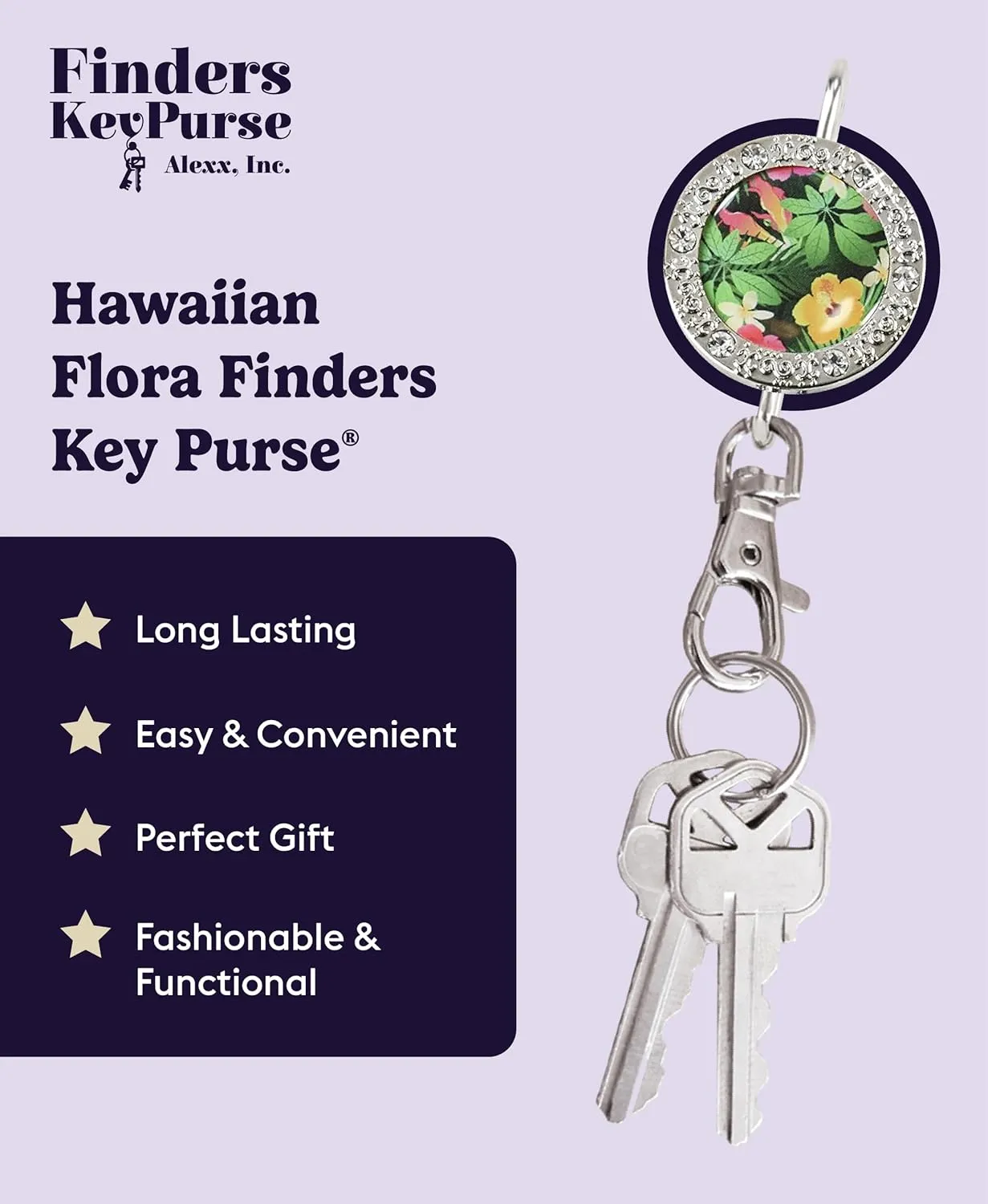 Women’s Bag Charm Key Finder, Car Keychain Hook, Cute Purse Organizer & Tote Bag Accessories, Gifts for Mom - Bling