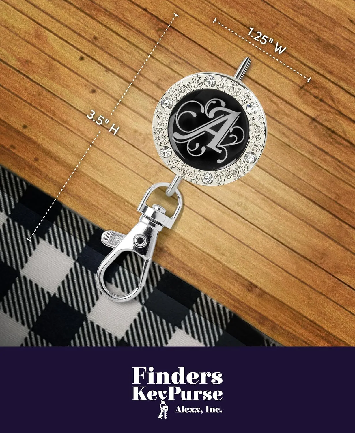 Women’s Bag Charm Key Finder, Car Keychain Hook, Cute Purse Organizer & Tote Bag Accessories, Gifts for Mom - Monogram Letter