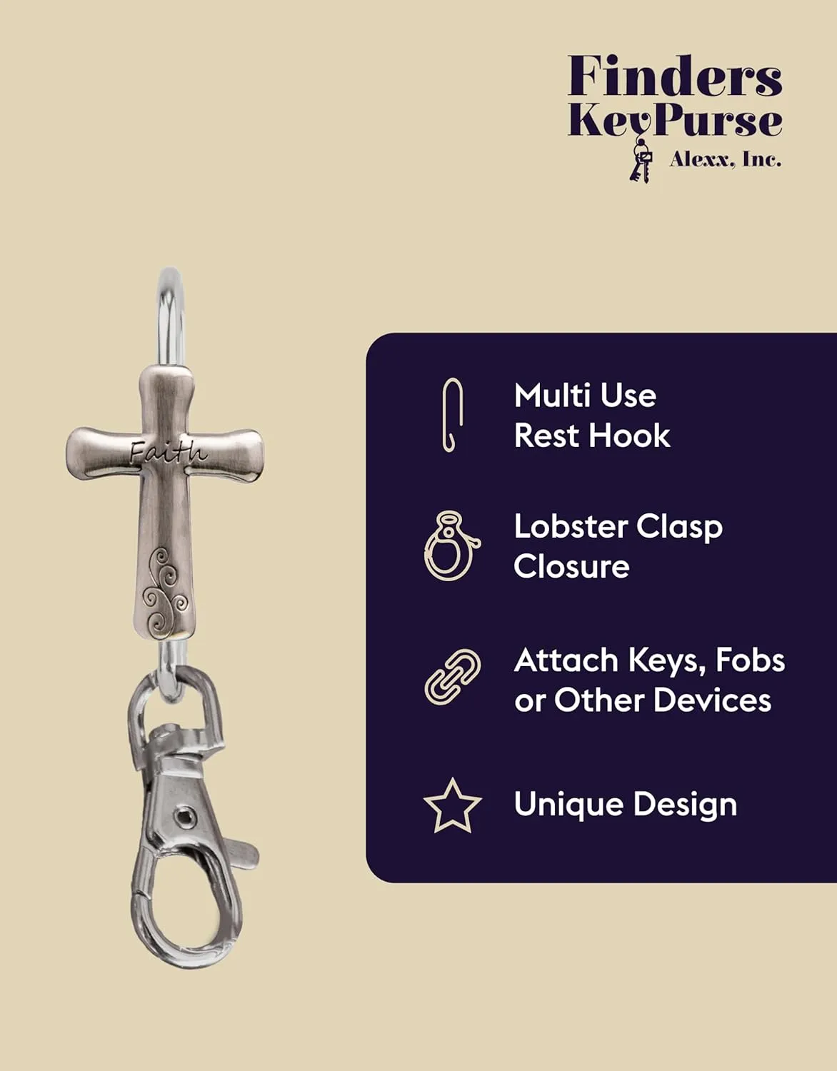 Women’s Bag Charm Key Finder, Car Keychain Hook, Cute Purse Organizer & Tote Bag Accessories, Gifts for Mom - Original