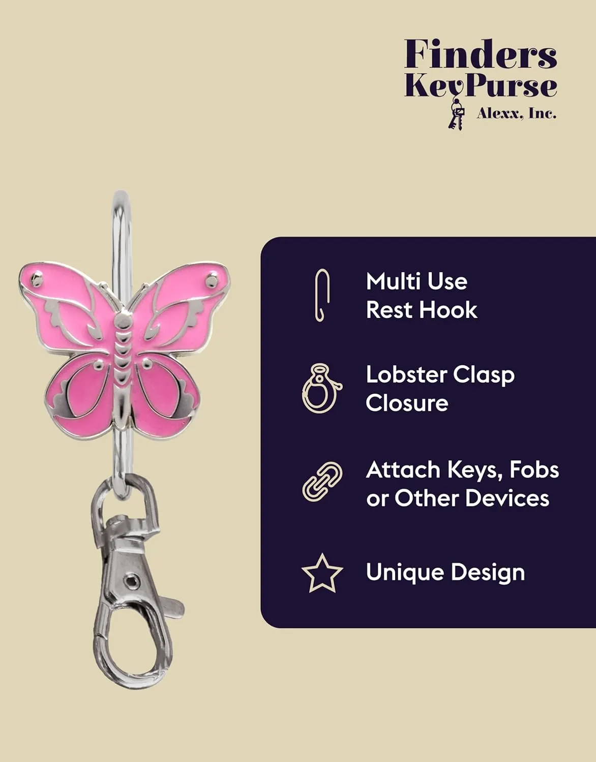 Women’s Bag Charm Key Finder, Car Keychain Hook, Cute Purse Organizer & Tote Bag Accessories, Gifts for Mom - Slim Pickings