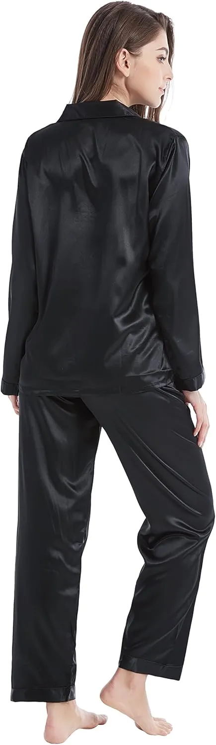 Women's Classic Satin Pajama Set Sleepwear Loungewear