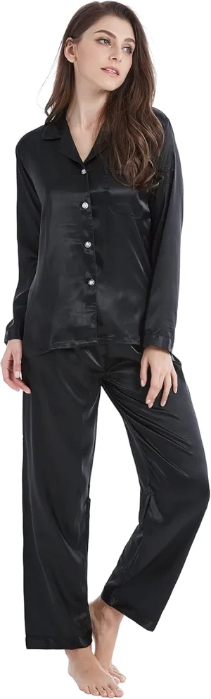 Women's Classic Satin Pajama Set Sleepwear Loungewear