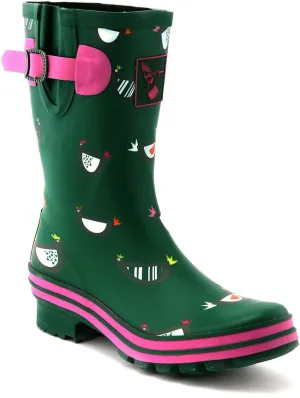 Women's Rain Boot Waterproof Mid-Calf Boots Cute Printing Rainbow Rain Boots fwRain Shoes UK Brand