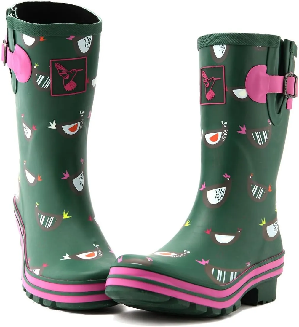Women's Rain Boot Waterproof Mid-Calf Boots Cute Printing Rainbow Rain Boots fwRain Shoes UK Brand