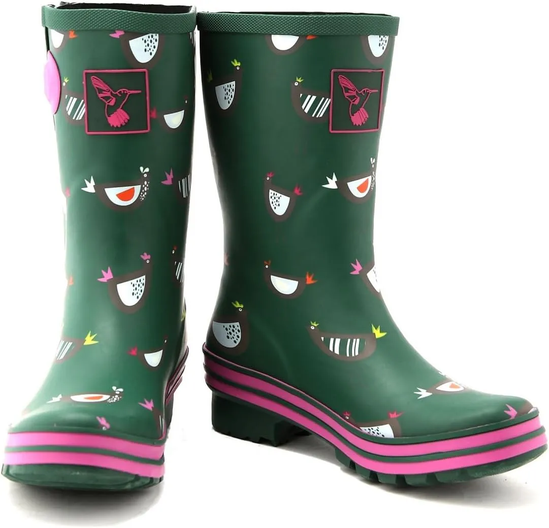 Women's Rain Boot Waterproof Mid-Calf Boots Cute Printing Rainbow Rain Boots fwRain Shoes UK Brand