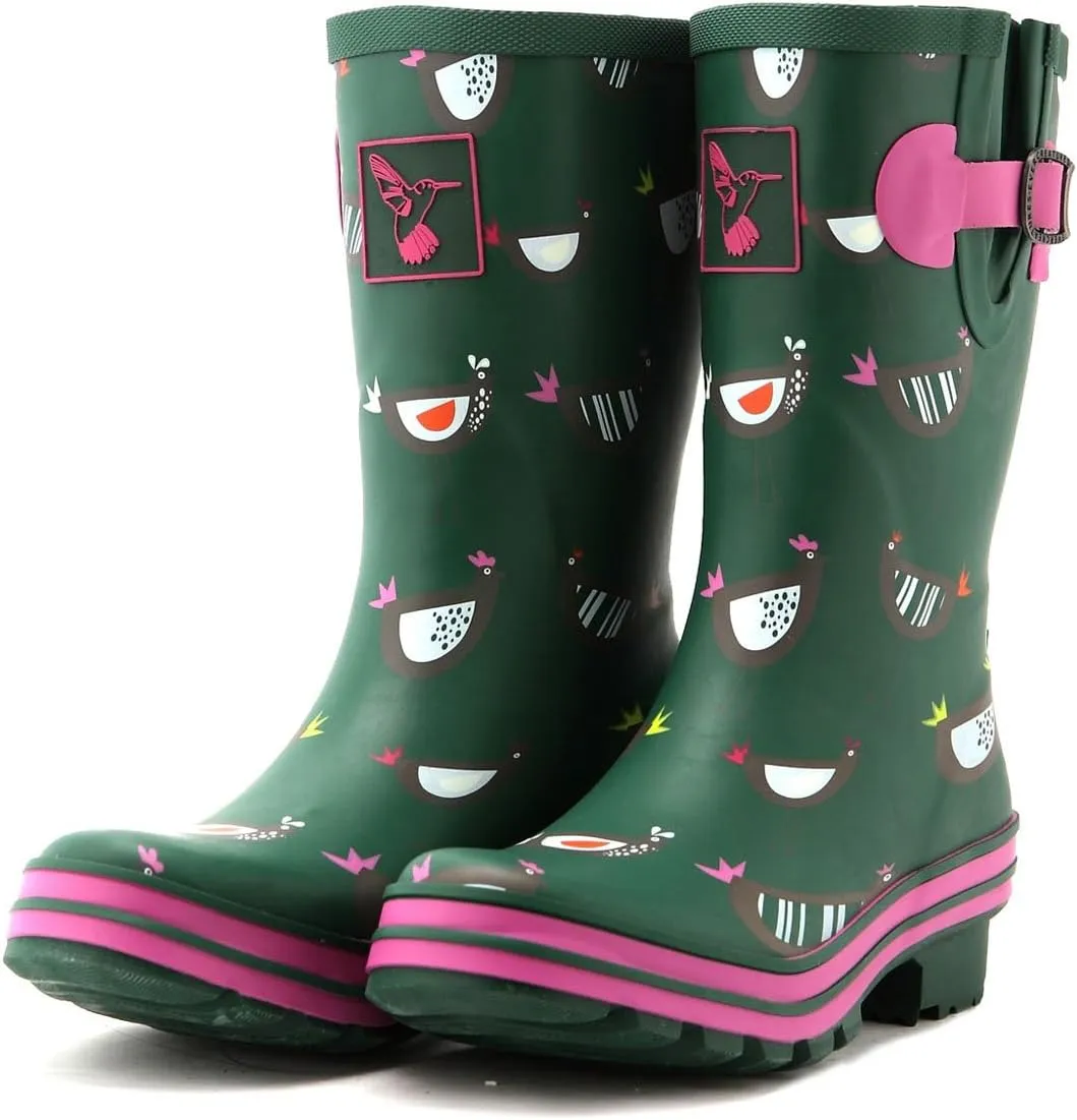 Women's Rain Boot Waterproof Mid-Calf Boots Cute Printing Rainbow Rain Boots fwRain Shoes UK Brand