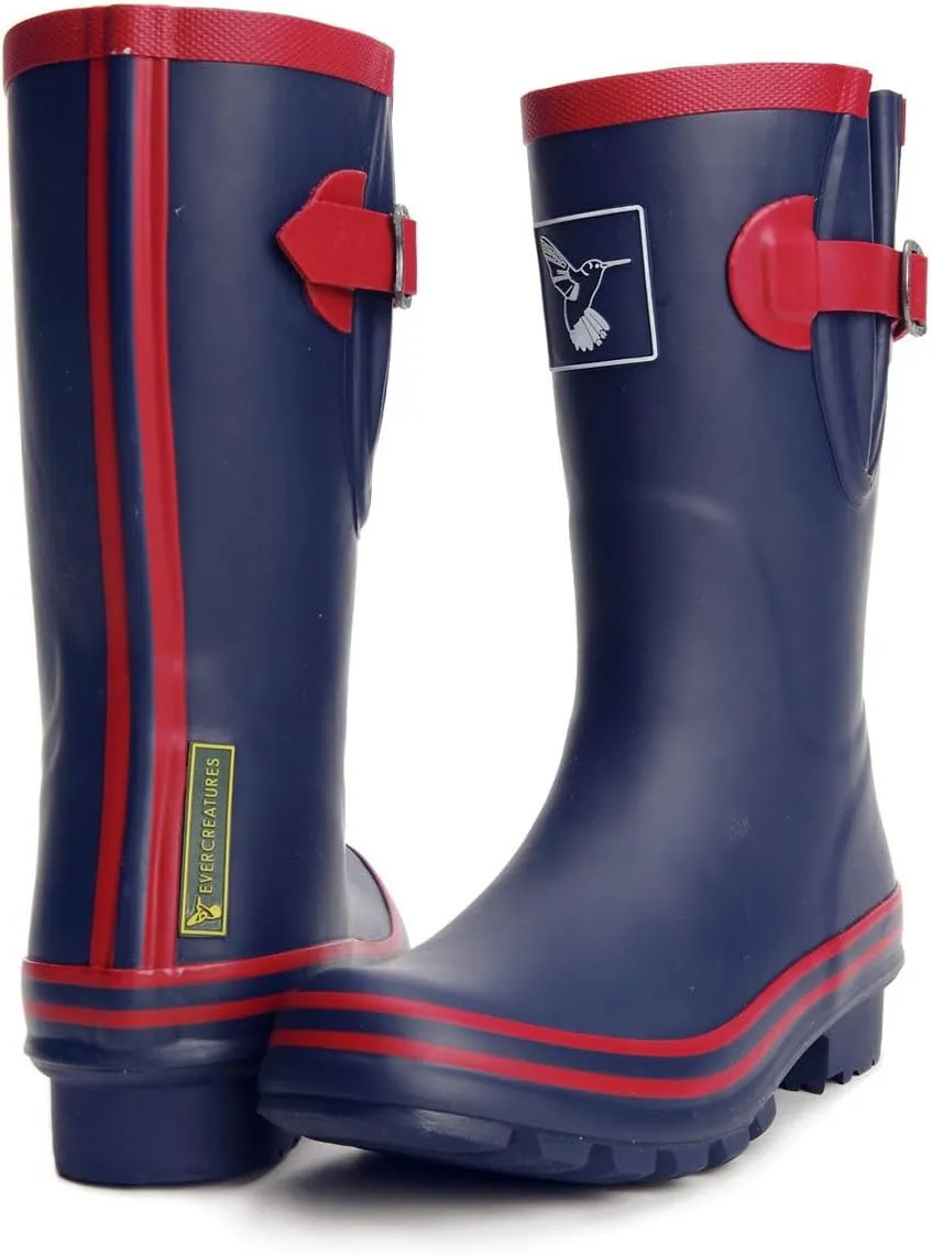 Women's Rain Boot Waterproof Mid-Calf Boots Cute Printing Rainbow Rain Boots Wellies Rain Shoes UK Brand