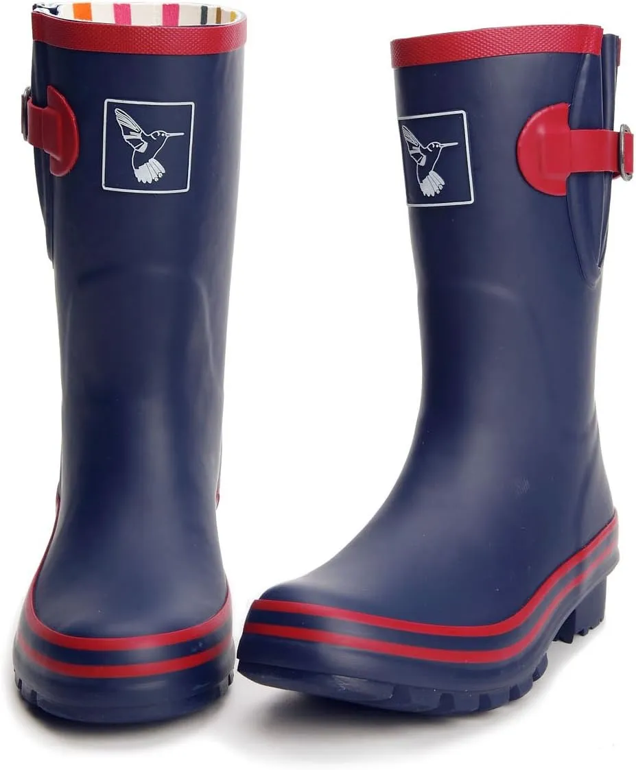 Women's Rain Boot Waterproof Mid-Calf Boots Cute Printing Rainbow Rain Boots Wellies Rain Shoes UK Brand