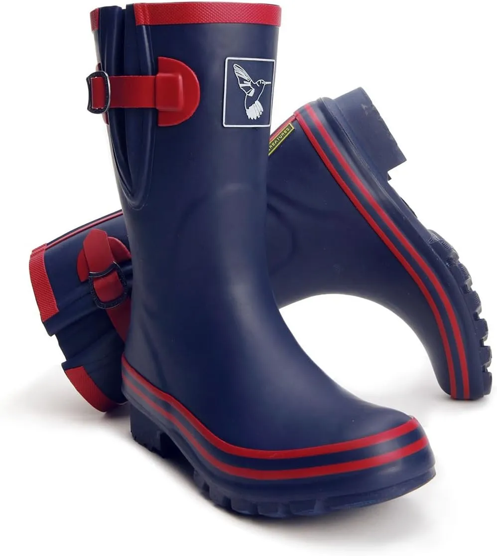 Women's Rain Boot Waterproof Mid-Calf Boots Cute Printing Rainbow Rain Boots Wellies Rain Shoes UK Brand