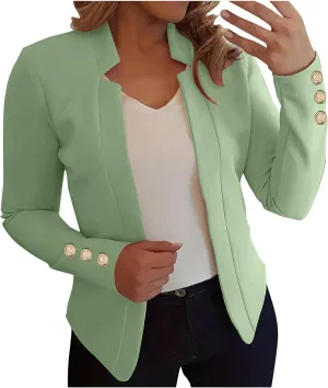 Women's Shawl Blazer Suit Jacket Solid Color Casual Fashion Long Sleeved Open Front Cardigan Jacket Coat Tops