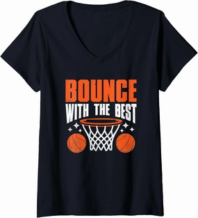 Womens Bounce With The Best Shoot Court Player V-Neck T-Shirt