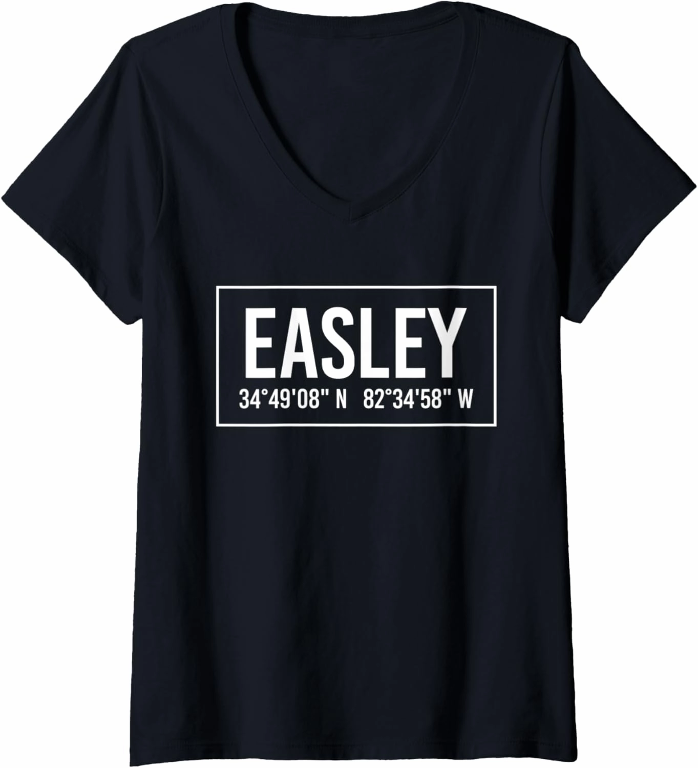 Womens EASLEY SC SOUTH CAROLINA Funny City Coordinates Home Gift V-Neck T-Shirt