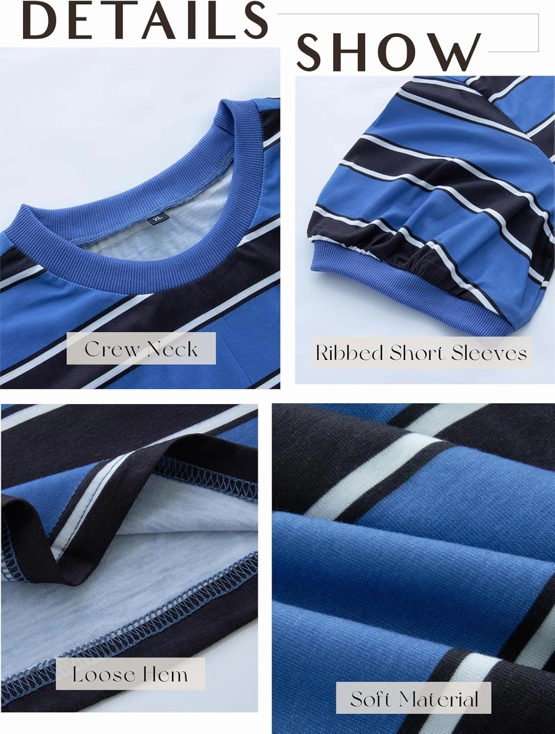 Womens Summer Tops Striped Color Block Short Sleeve T-Shirts Color Block Crewneck Casual Loose Basic Tee Blouses