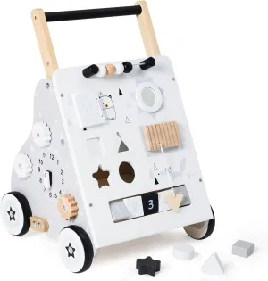 Wooden Baby Walker, Baby Push Walker with Wheel, Push and Pull Toys Learning to Walk, Montessori Walker Toy for Kids Development, Adjustable Speed and Height