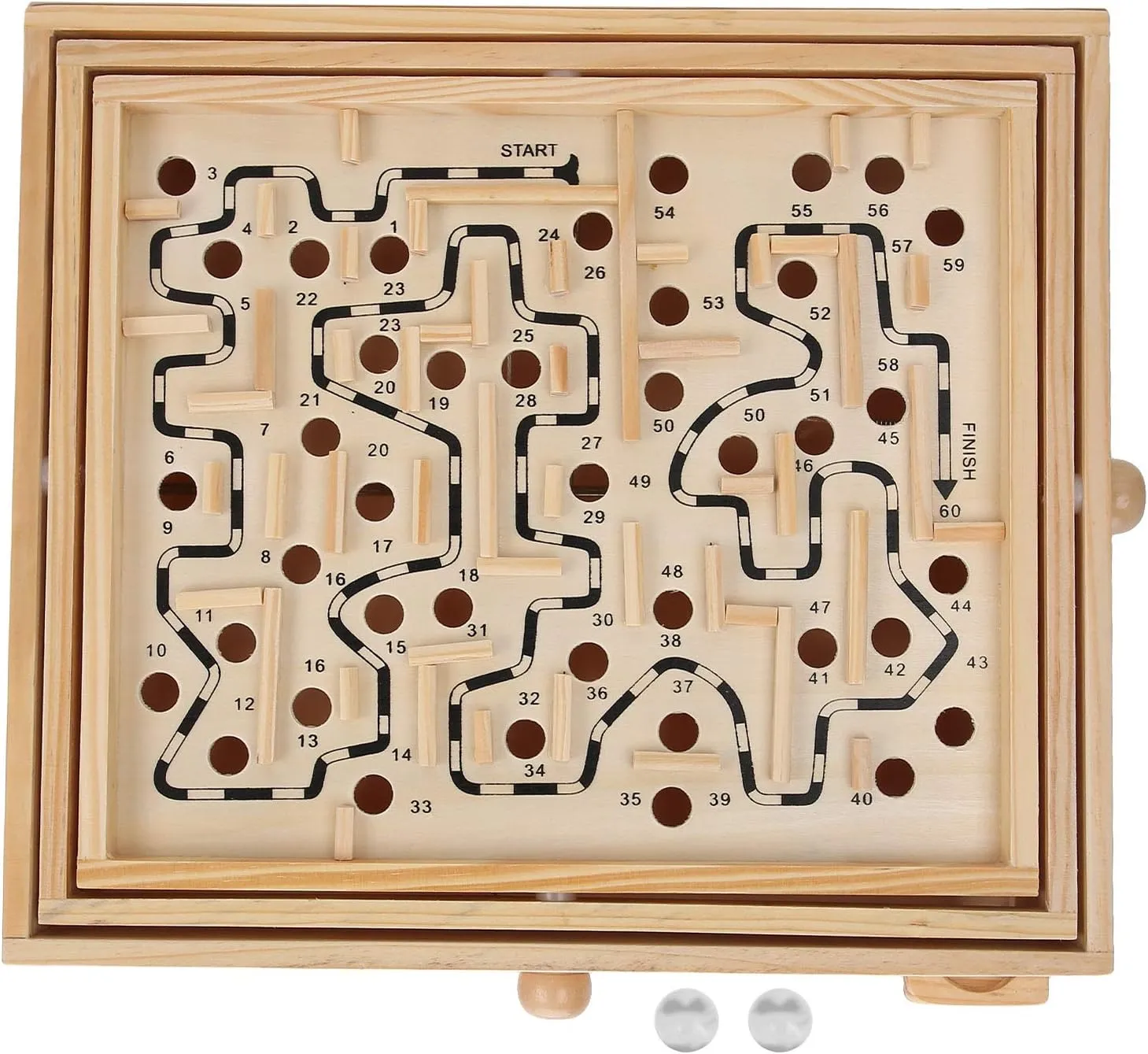 Wooden Maze Ball Large, Wooden Labyrinth Maze Game Educational Games Puzzle Mable Ball Tilt Board Game, Table Tilting Balance Board with for Dementia Adults