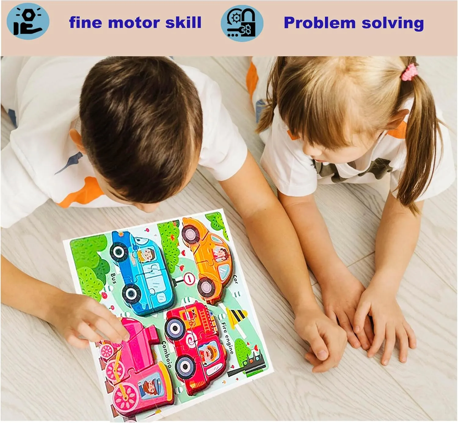 Wooden Puzzles for Toddlers 1-3 Years Old, Jumbo Base Vehicle Puzzles 2-4,Toddler Boys Toys Educational Blocks Birthday Gifts