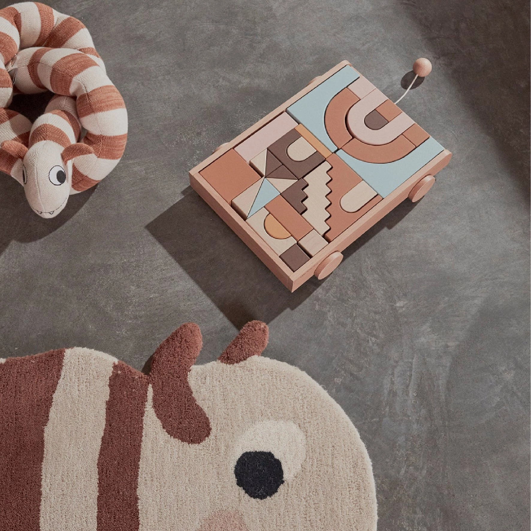 Wooden Rainbow Wagon With Blocks 小孩學習積木
