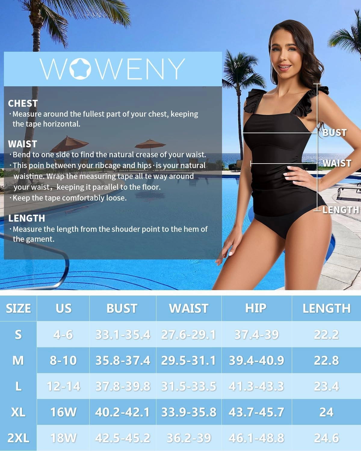 WOWENY Tankini Swimsuits for Women Ruched Tummy Control Bathing Suit Swimwear UPF 50  Ruffle Padded Tops Only No Bottom