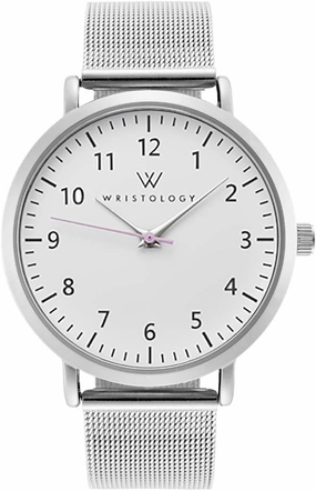 Wristology 2 Sizes Numbers Watch Metal Mesh Band - Interchangeable Stainless Steel Strap - Easy to Read Analog Nurse Watch with Second Hand for Women, Men, Nurses, Teachers