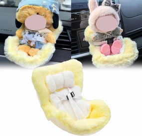 x xotic tech Car Seat for Dolls with Soft Furry Cushion, Cute Safety Seat Fresheners Clips onto Car Air Vent, Includes Seat Leg for Desktop Display, Car Ornament Decoration Accessories (Yellow)