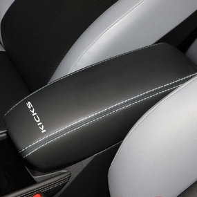 XITER 1PC Leather Center Console Cover Armrest Pad Protector Waterproof Anti-Scratch Armrest Box Cover for Nissan Kicks2018 2019 2020 2021 2022 2023 2024 (Not Fit for S)-White Stitches