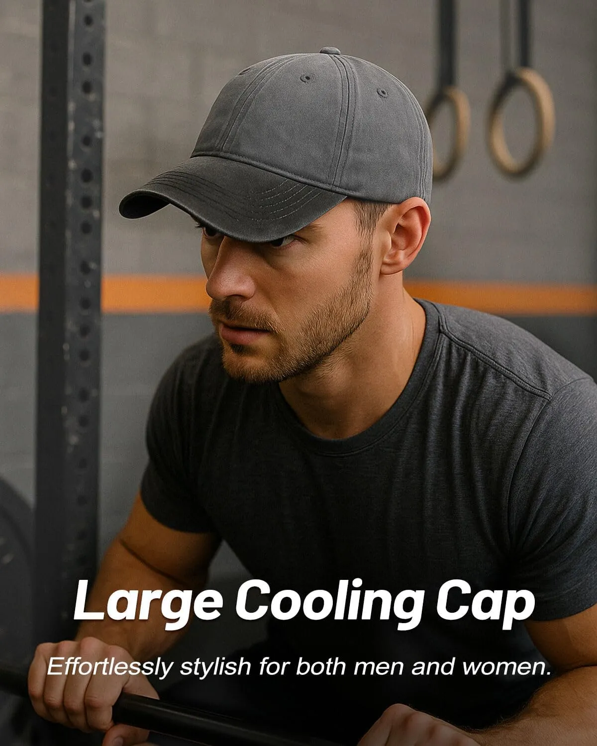 XXL Oversize Washed Denim Baseball Cap,Low Profile Jean Sports Cap for Big Heads 23.5"-25.5",Large Pigment Dyed Dad Hat