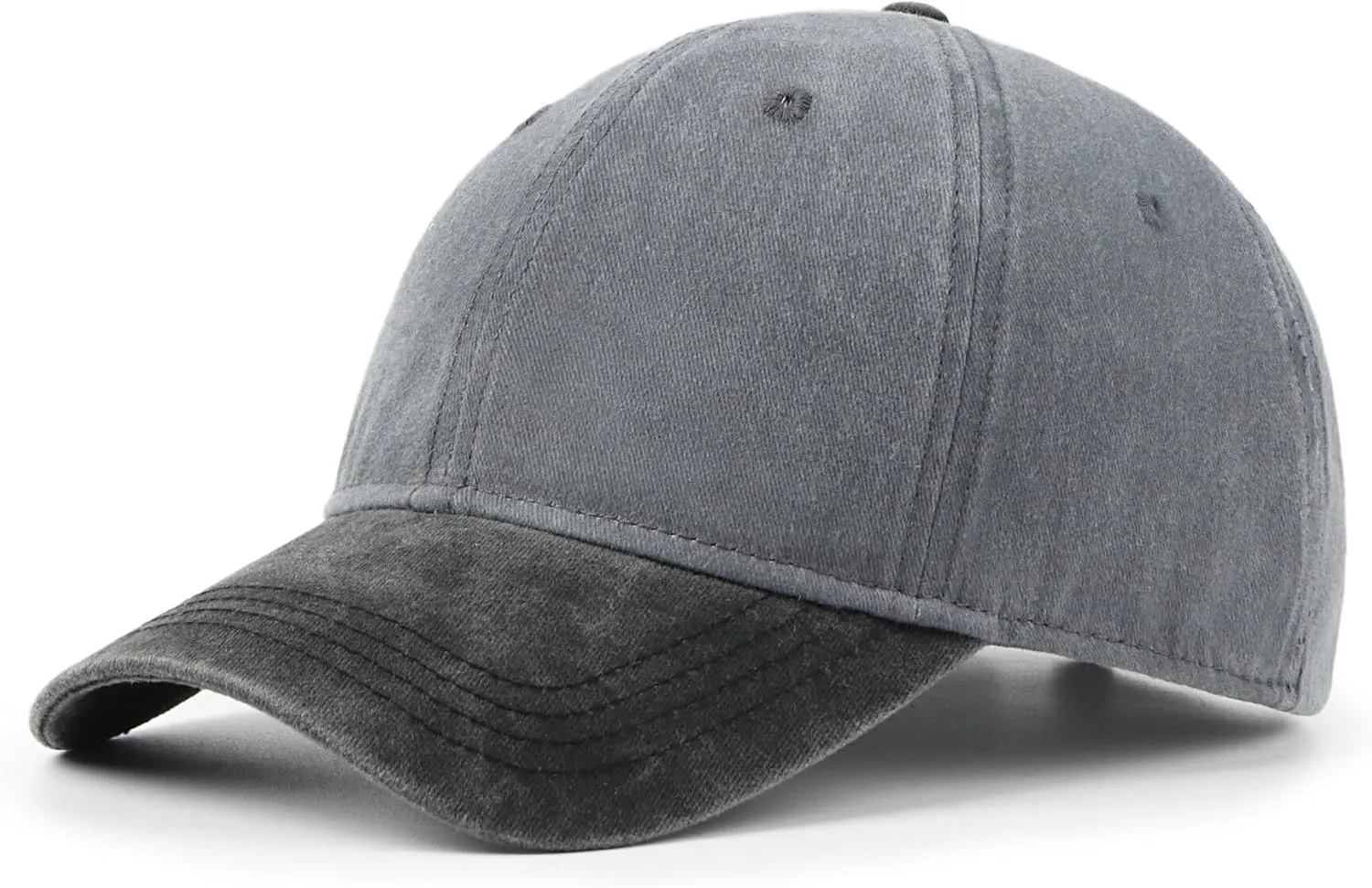 XXL Oversize Washed Denim Baseball Cap,Low Profile Jean Sports Cap for Big Heads 23.5"-25.5",Large Pigment Dyed Dad Hat