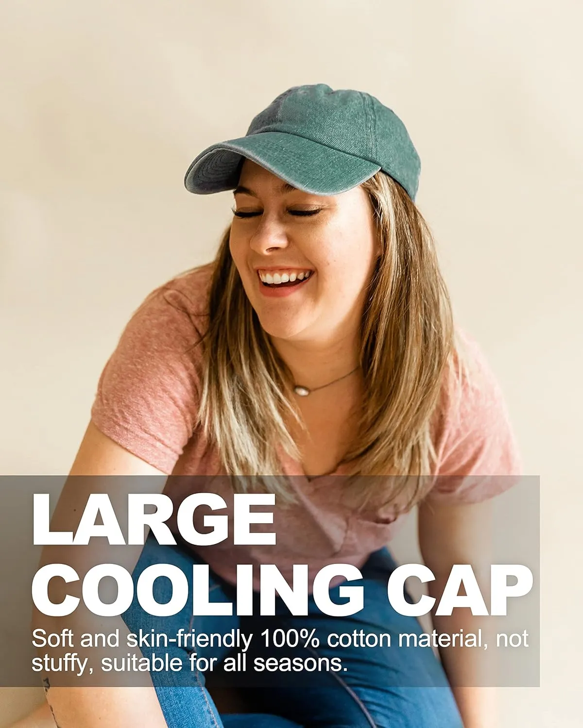 XXL Oversize Washed Denim Baseball Cap,Low Profile Jean Sports Cap for Big Heads 23.5"-25.5",Large Pigment Dyed Dad Hat