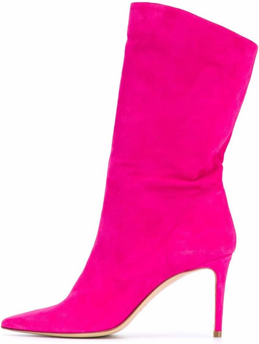 XYD Women Classic Solid Color Suede/Synthetic Pointed Toe Knee High Boots Stiletto Heel Pumps Pull On Comfort Wide Calf Winter Shoes