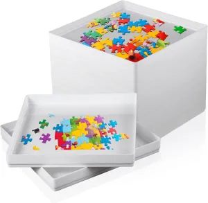 Yaomiao 12 Pcs Puzzle Sorting Trays 8 x 8 Inches Puzzle Trays Puzzle Storage Puzzle Organizer Puzzle Accessories Stand Out to Better Sort Patterns, Shapes and Colors for Storage Adults Kids