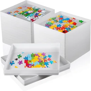 Yaomiao 24 Pcs Puzzle Sorting Trays 8 x 8 Inches Puzzle Trays Puzzle Storage Puzzle Organizer Puzzle Accessories Stand Out to Better Sort Patterns, Shapes and Colors for Storage Adults Kids
