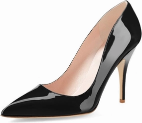 YDN Women Classic Mid Heel Solid Pumps Pointy Toe Slip on Formal Stilettos Office Wedding Dress Shoes Black