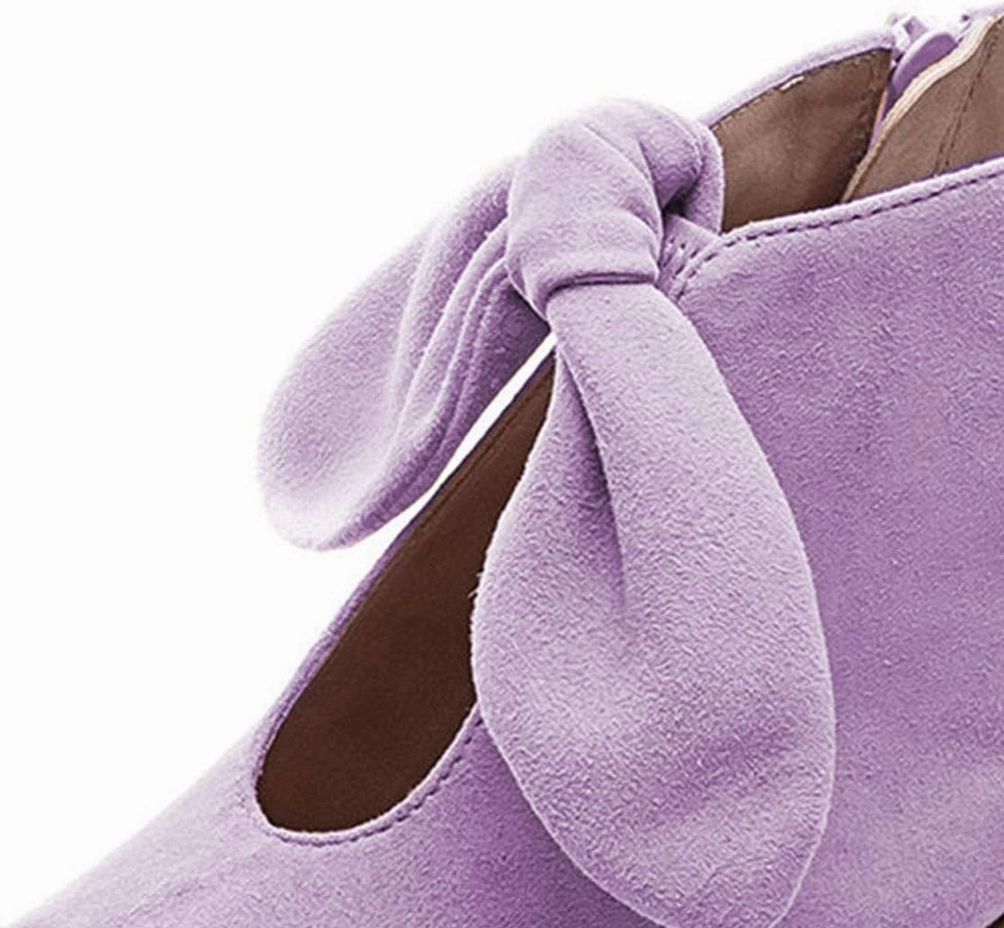 YDN Women's Cute Bowknots Peep Toe Low Metallic Chunky Heel Sandals Comfy Cutout Backless Slip On Booties Shoes With Zipper