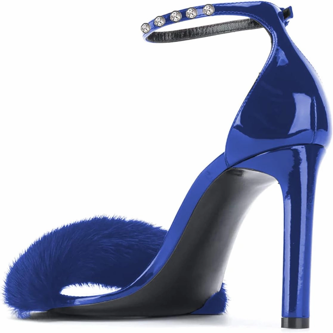 YDN Women Sexy Stiletto High Heel Sandals Open Toe Ankle Strap Feather Wedding Dress Shoes With Rhinestone