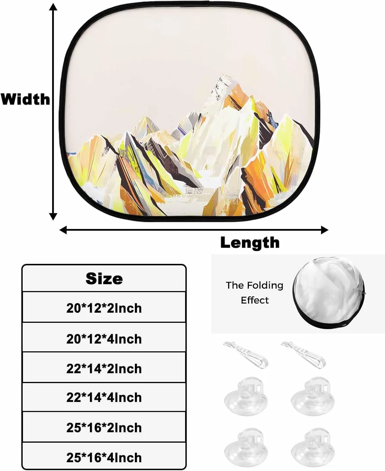 Yellow Mountain Car Side Window Sun Shade,Sun Blocker and UV Rays Protection Car Window Sunshade,4 Pack Privacy Cling Mesh Car Window Screens Cover 25"x16" Abstract Multicolor Mountain Range Landscape