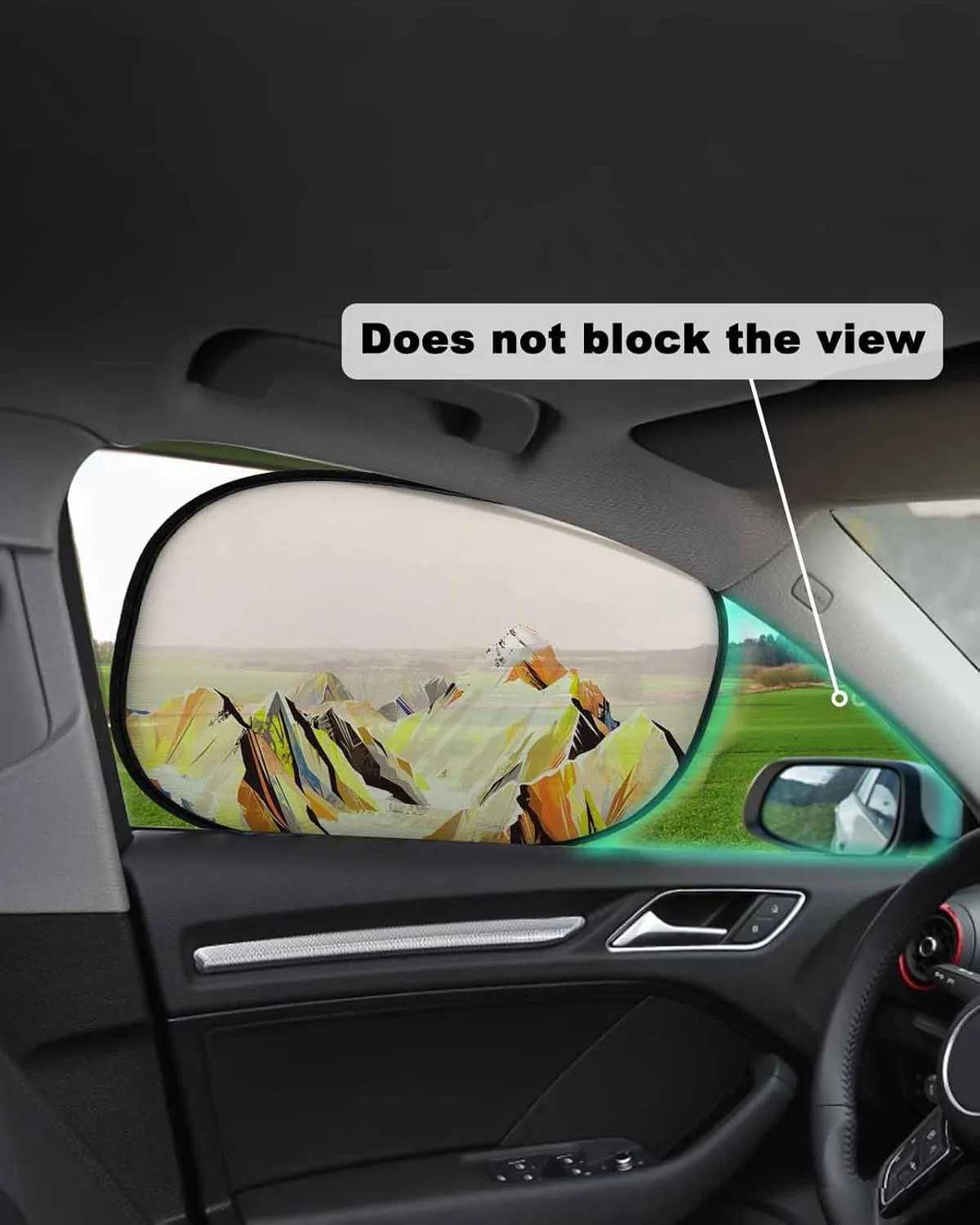 Yellow Mountain Car Side Window Sun Shade,Sun Blocker and UV Rays Protection Car Window Sunshade,4 Pack Privacy Cling Mesh Car Window Screens Cover 25"x16" Abstract Multicolor Mountain Range Landscape
