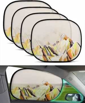 Yellow Mountain Car Side Window Sun Shade,Sun Blocker and UV Rays Protection Car Window Sunshade,4 Pack Privacy Cling Mesh Car Window Screens Cover 25"x16" Abstract Multicolor Mountain Range Landscape