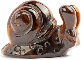 Yellow Tiger Eye Cute Crystal Snail Decor Figurine Hand Carved 2" Animal Statues Natural Reiki Healing Gemstone Pocket Garden Sculpture for Home Office Decorations,Gifts