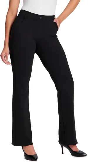 Yogipace,4 Pockets/Belt Loops,Women's Petite/Regular/Tall Classic Bootcut Yoga Dress Pants Pull On Stretchy Flare Work Slacks