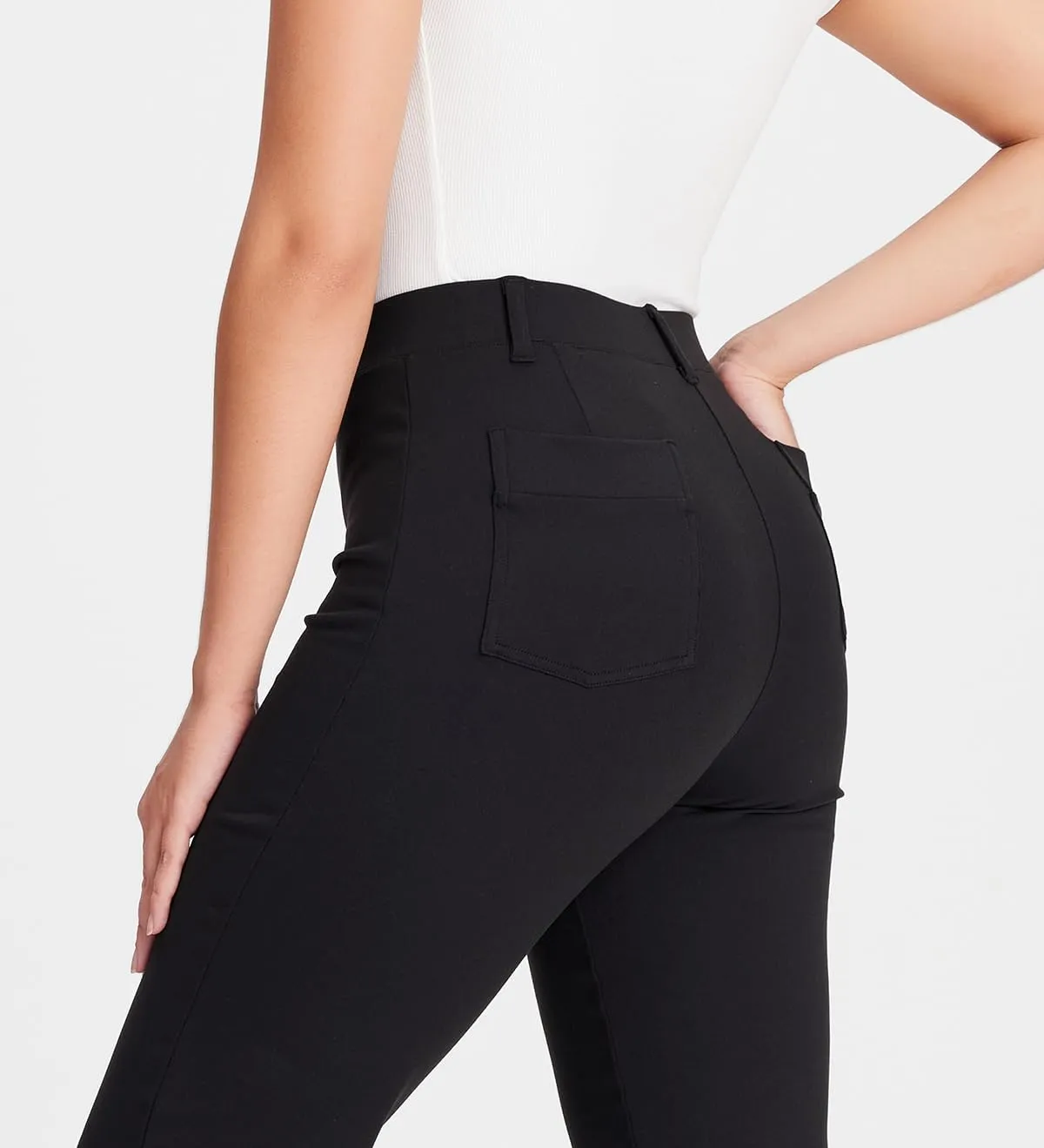 Yogipace,4 Pockets/Belt Loops,Women's Petite/Regular/Tall Classic Bootcut Yoga Dress Pants Pull On Stretchy Flare Work Slacks
