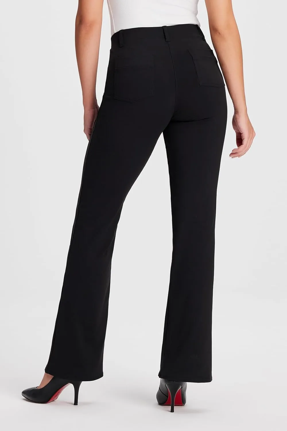 Yogipace,4 Pockets/Belt Loops,Women's Petite/Regular/Tall Classic Bootcut Yoga Dress Pants Pull On Stretchy Flare Work Slacks