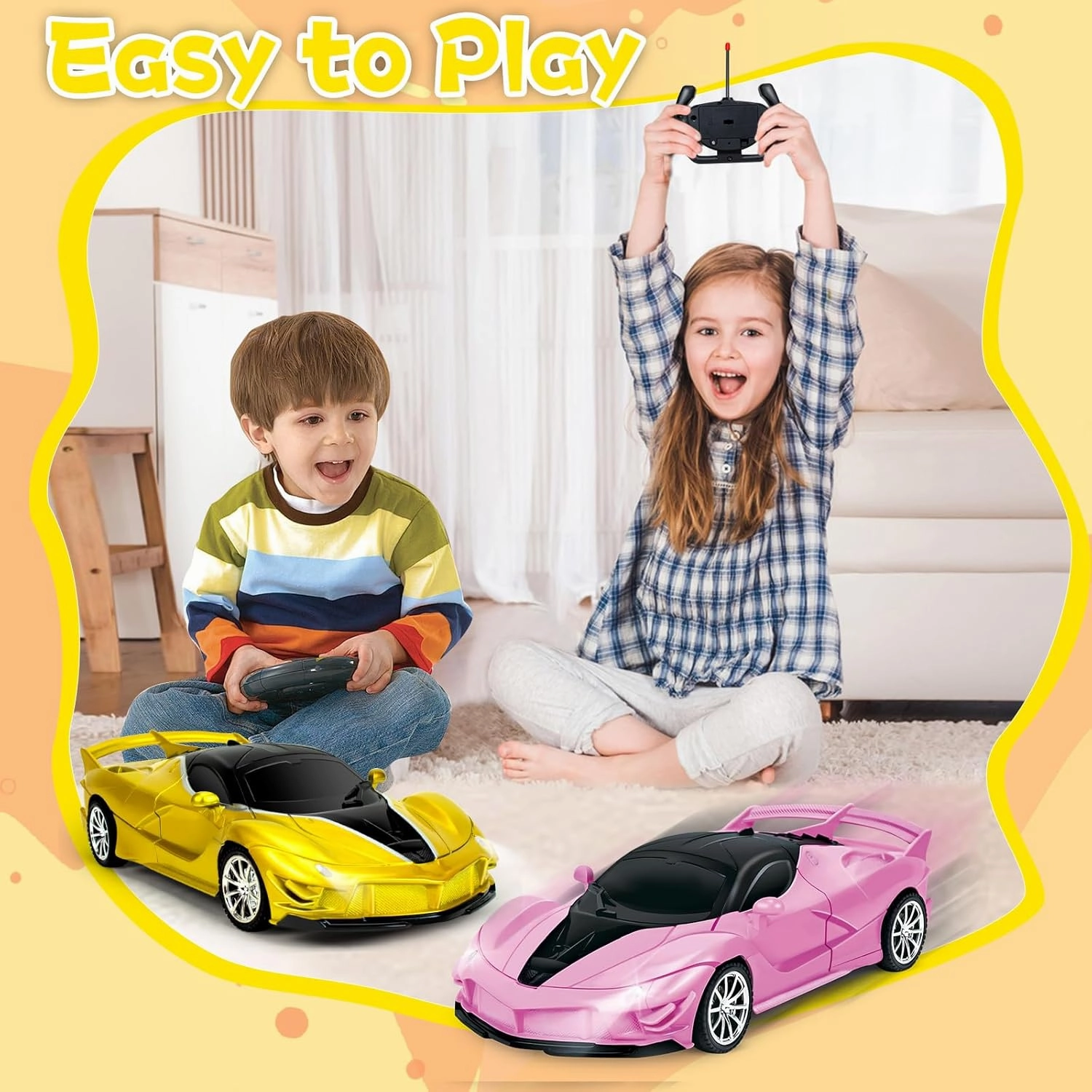 YongnKids Remote Control Car for Kids, RC Cars for Kids, RC Racing Toy with Lights,Hobby RC Cars Electric Power On Road Vehicle Toy Christmas Birthday Gift for Boys Girls Age 3 