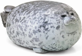 YUDONG Cute Seal Pillow, 15.75‘’ Chubby Blob Seal Pillow Soft Fat Hugging Pillow, Realistic Cotton Stuffed Animal Plush Toy,Grey