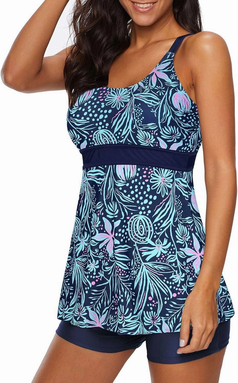 Zando Womens Tankini Swimsuits for Women 2025 Tummy Control Swimsuit Bathing Suit Top with Boyshorts Flowy Women' Swimwear