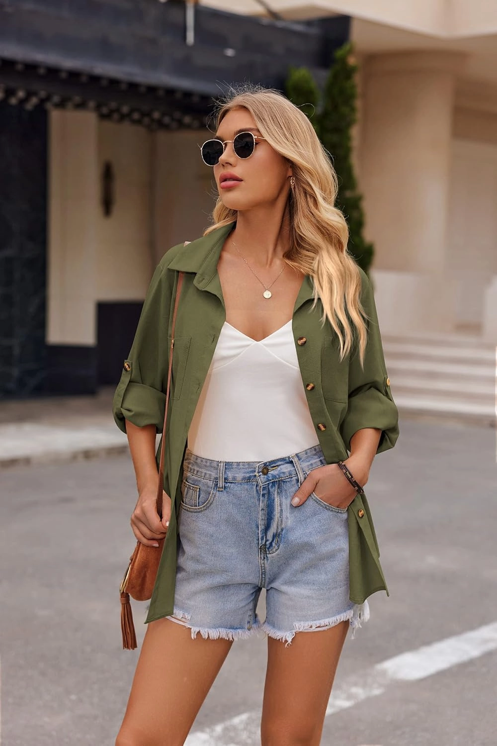 Zeagoo Women 2 Piece Linen Sets 2023 Button Down Shirt and Drawstring Long Pants Set Summer Outfits