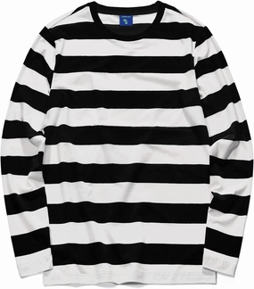Zengjo Men's Casual Cotton Spandex Striped Crewneck Long-Sleeve T-Shirt Basic Pullover Stripe tee Shirt