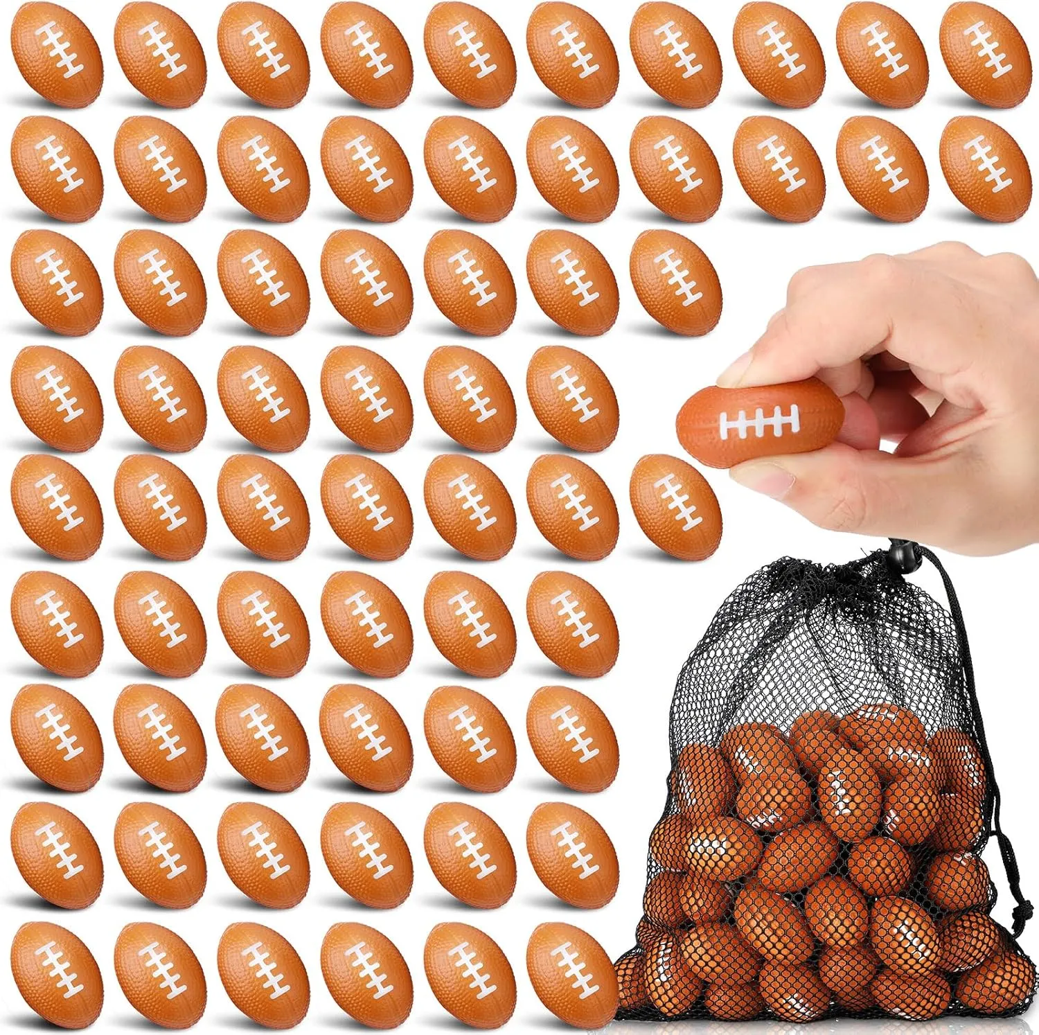 Zhanmai 80 Packs 1.4 Inch Mini Foam Football Bulk Small Stress Ball Sports Miniature Ball for Footballs Party Favors Supplies Decoration Centerpiece Goodie Bag